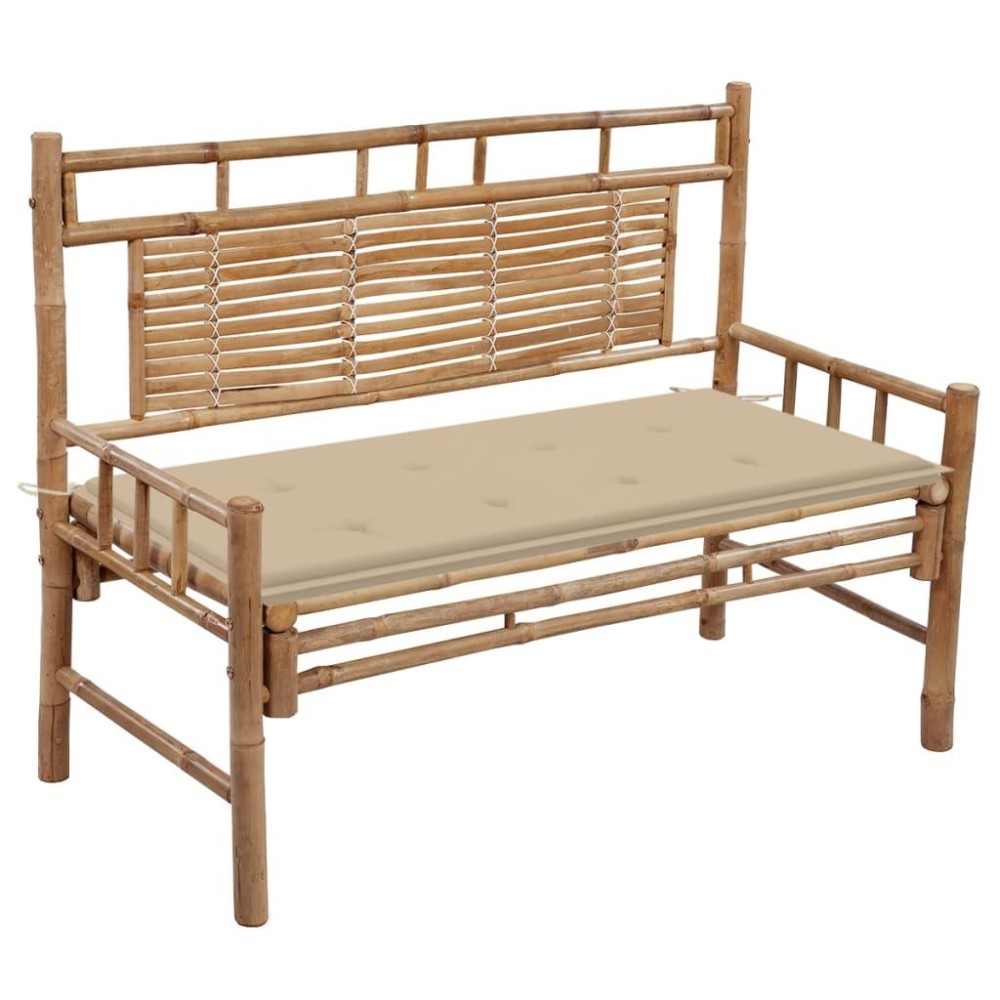 Vidaxl Patio Bench With Cushion 47.2 Bamboo