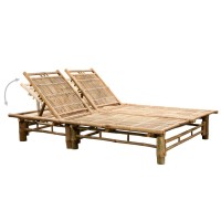 vidaXL 2-Person Sun Lounger with Cushions Bamboo