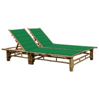 vidaXL 2-Person Sun Lounger with Cushions Bamboo