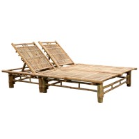 vidaXL 2-Person Sun Lounger with Cushions Bamboo