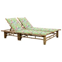 vidaXL 2-Person Sun Lounger with Cushions Bamboo