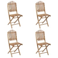 vidaXL 5 Piece Folding Patio Dining Set with Cushions Bamboo