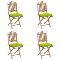 vidaXL 5 Piece Folding Patio Dining Set with Cushions Bamboo