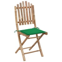 vidaXL Folding Patio Chairs 2 pcs with Cushions Bamboo