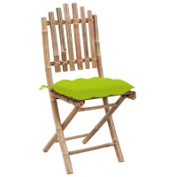 vidaXL Folding Patio Chairs 2 pcs with Cushions Bamboo