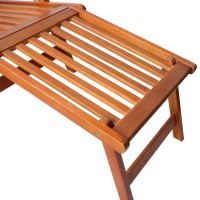 vidaXL Patio Deck Chair with Footrest and Cushion Solid Wood Acacia