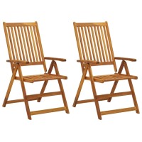 vidaXL Patio Reclining Chairs 2 pcs with Cushions Solid Acacia Wood