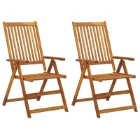Vidaxl Patio Reclining Chairs 2 Pcs With Cushions Solid Acacia Wood