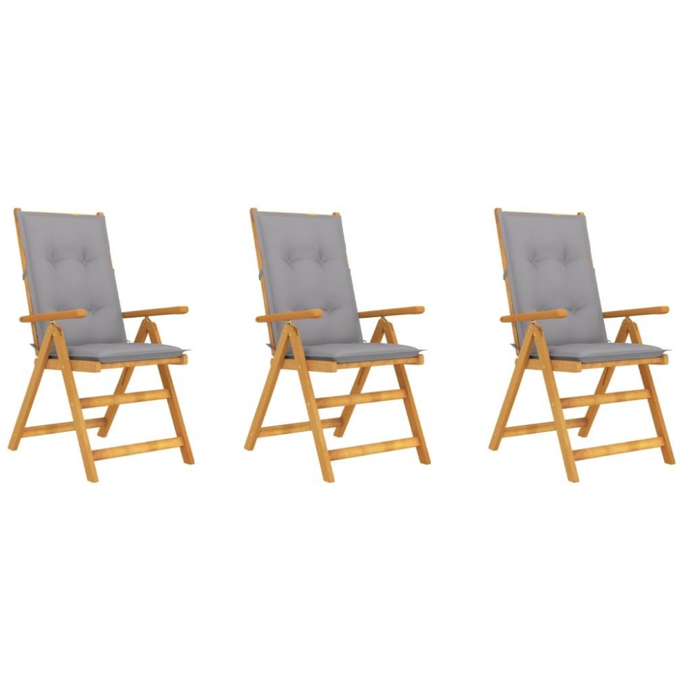 vidaXL Folding Patio Chairs 3 pcs with Cushions Solid Acacia Wood