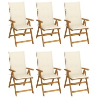 Vidaxl Folding Patio Chairs 6 Pcs With Cushions Solid Acacia Wood