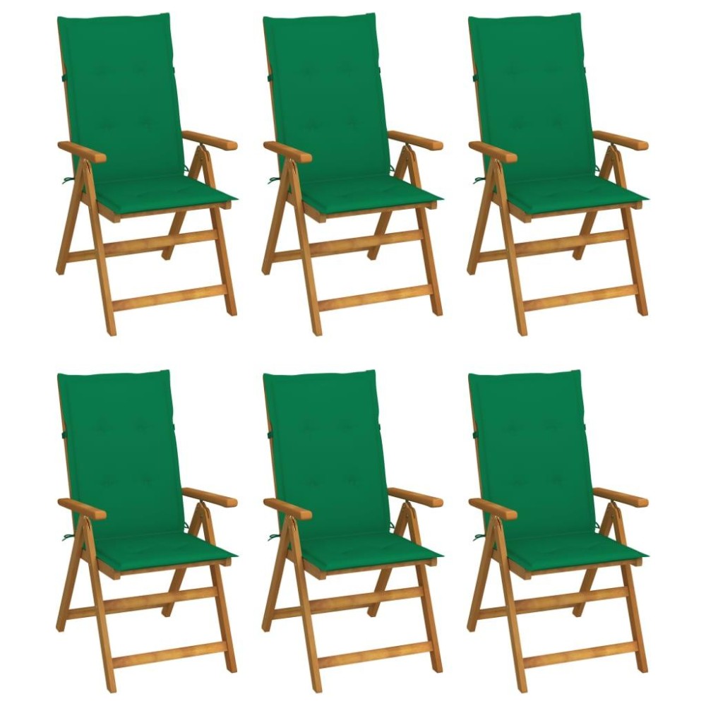 vidaXL Folding Patio Chairs 6 pcs with Cushions Solid Acacia Wood