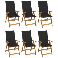 vidaXL Folding Patio Chairs 6 pcs with Cushions Solid Acacia Wood