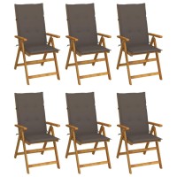 Vidaxl Folding Patio Chairs 6 Pcs With Cushions Solid Acacia Wood