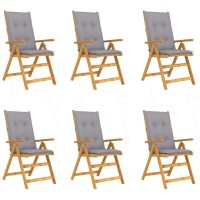 vidaXL Folding Patio Chairs 6 pcs with Cushions Solid Acacia Wood