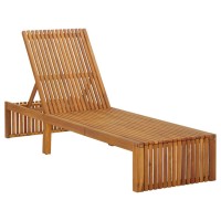 vidaXL Sun Lounger with Cushion Solid Acacia Wood