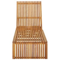 vidaXL Sun Lounger with Cushion Solid Acacia Wood