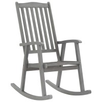 vidaXL Rocking Chair with Cushions Gray Solid Acacia Wood