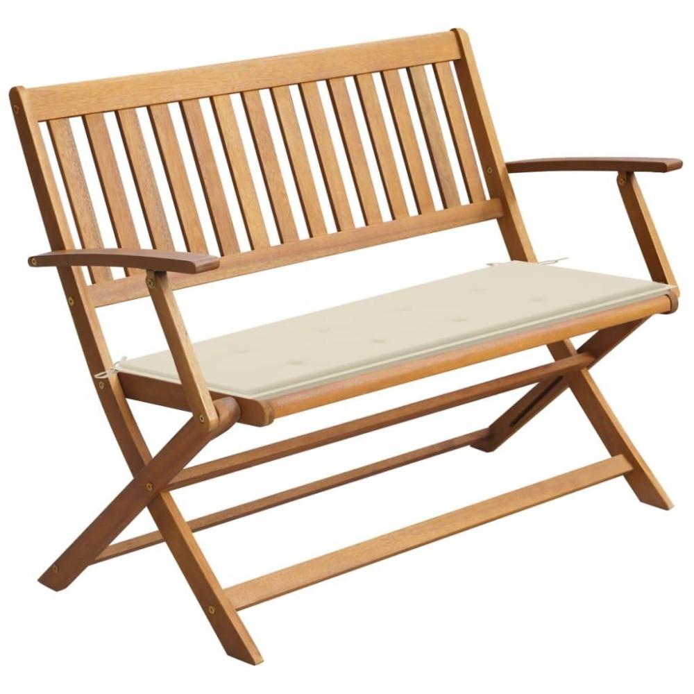 Vidaxl Patio Bench With Cushion 47.2 Solid Acacia Wood