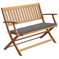 Vidaxl Patio Bench With Cushion 47.2 Solid Acacia Wood