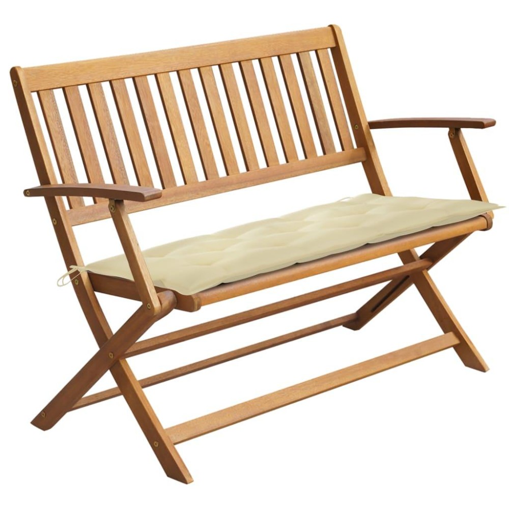 Vidaxl Patio Bench With Cushion 47.2 Solid Acacia Wood