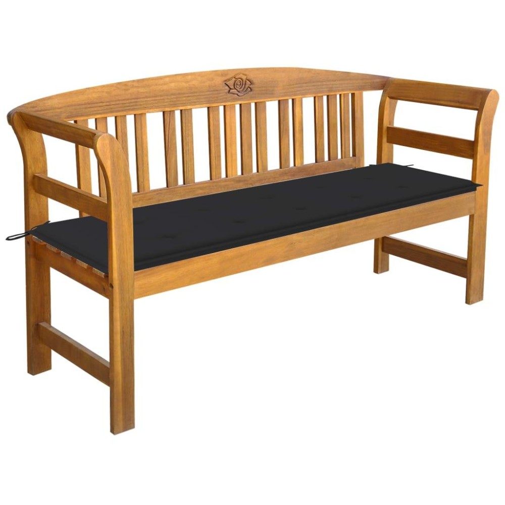 Vidaxl Patio Bench With Cushion 61.8 Solid Acacia Wood