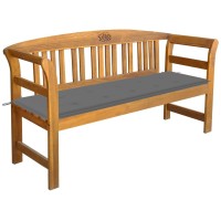Vidaxl Patio Bench With Cushion 61.8 Solid Acacia Wood