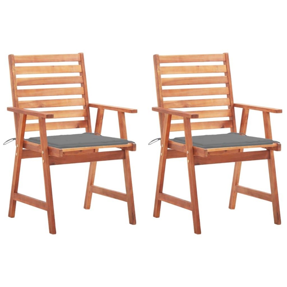 Vidaxl Patio Dining Chairs 2 Pcs With Cushions Solid Acacia Wood