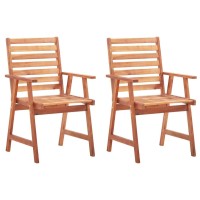 Vidaxl Patio Dining Chairs 2 Pcs With Cushions Solid Acacia Wood