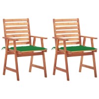 Vidaxl Patio Dining Chairs 2 Pcs With Cushions Solid Acacia Wood