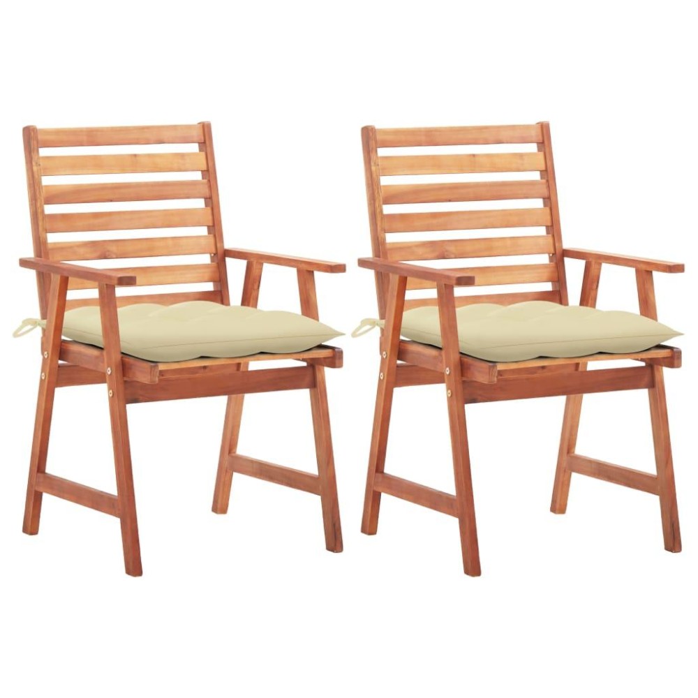 Vidaxl Patio Dining Chairs 2 Pcs With Cushions Solid Acacia Wood