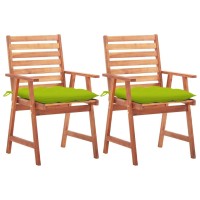 vidaXL Patio Dining Chairs 2 pcs with Cushions Solid Acacia Wood