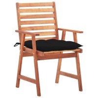 vidaXL Patio Dining Chairs 3 pcs with Cushions Solid Acacia Wood