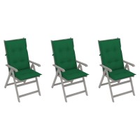 Vidaxl Patio Reclining Chairs 3 Pcs With Cushions Solid Acacia Wood