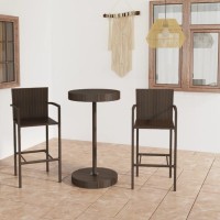 vidaXL 3 Piece Patio Bar Set Poly Rattan Brown