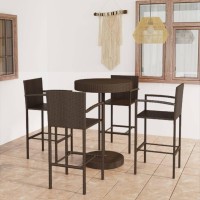 vidaXL 5 Piece Patio Bar Set Poly Rattan Brown