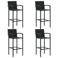 vidaXL 5 Piece Patio Bar Set Poly Rattan Black