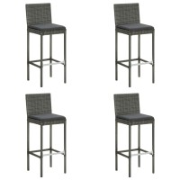 Vidaxl 5 Piece Patio Bar Set With Cushions Poly Rattan Gray