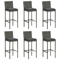 vidaXL 7 Piece Patio Bar Set with Anthracite Cushions Poly Rattan