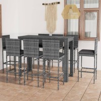 vidaXL 9 Piece Patio Bar Set with Anthracite Cushions Poly Rattan