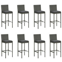 vidaXL 9 Piece Patio Bar Set with Anthracite Cushions Poly Rattan