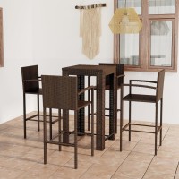 vidaXL 5 Piece Patio Bar Set with Armrest Poly Rattan Brown