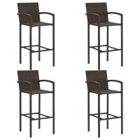 vidaXL 5 Piece Patio Bar Set with Armrest Poly Rattan Brown