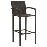 vidaXL 5 Piece Patio Bar Set with Armrest Poly Rattan Brown