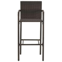 vidaXL 7 Piece Patio Bar Set with Armrest Poly Rattan Brown