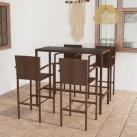 vidaXL 5 Piece Patio Bar Set Poly Rattan Brown