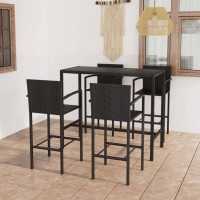 vidaXL 5 Piece Patio Bar Set Poly Rattan Black