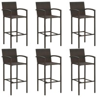 vidaXL 7 Piece Patio Bar Set Poly Rattan Brown