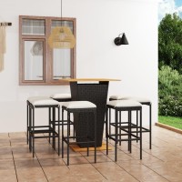 vidaXL 9 Piece Patio Bar Set with Cushions Poly Rattan Black