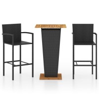 vidaXL 3 Piece Patio Bar Set Black