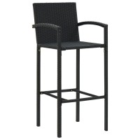 vidaXL 3 Piece Patio Bar Set Black